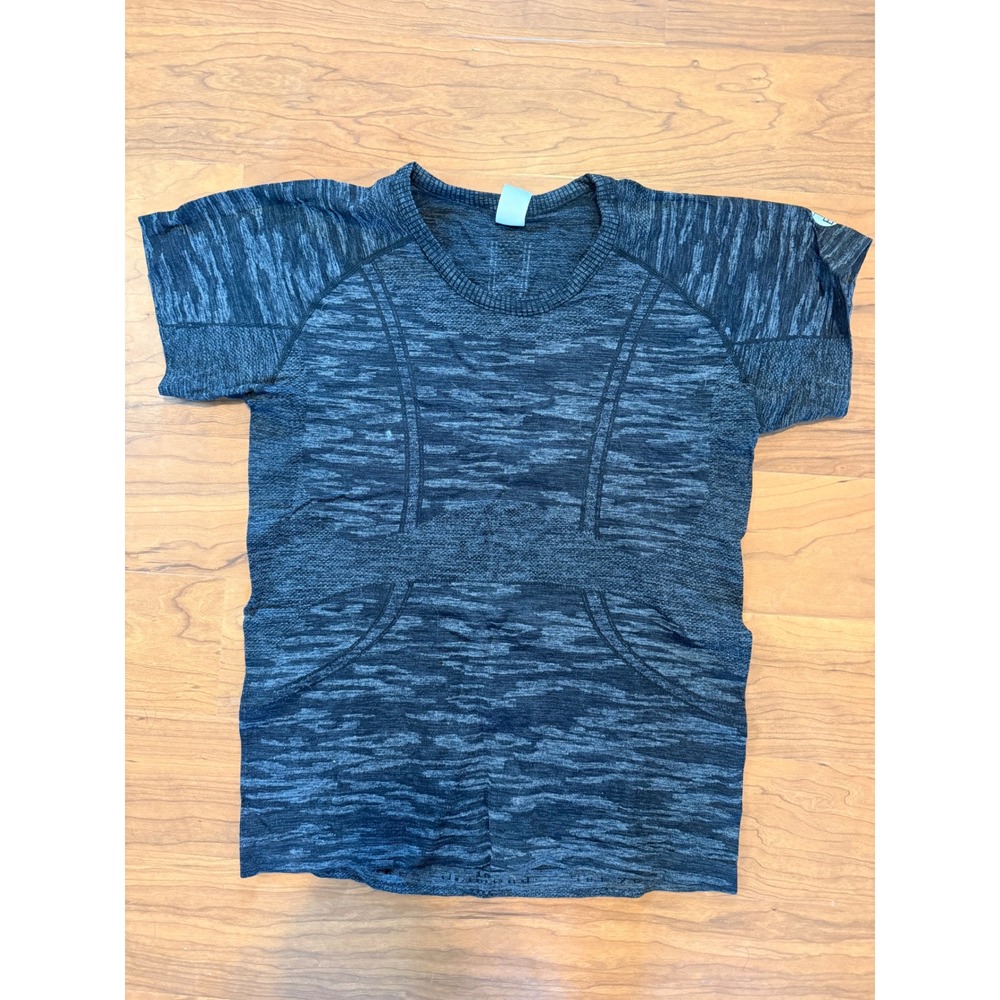 TKEQ The Shop Womens Space Dye Athletic Short Sleeve‎ Top Black Grey L/XL